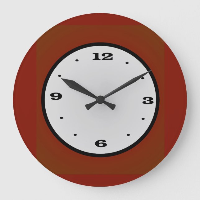 Dunkle Burnt Orange mit weißem Zentrum Große Wanduhr (Vorderseite)