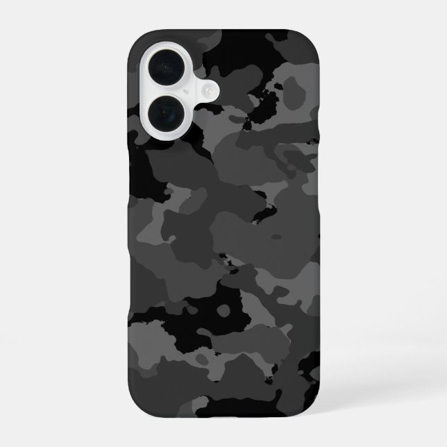 Dunkle Camouflage Muster iPhone 16 Hülle (Rückseite)