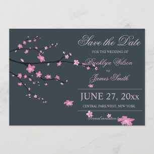 Dunkle Cherry Blossom Hochzeit speichern das Datum Save The Date
