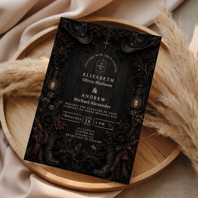 Dunkle Country-Goth-Hochzeit Einladung (Von Creator hochgeladen)