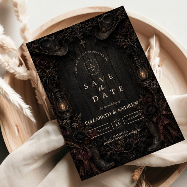 Dunkle Country-Goth-Hochzeit Save The Date (Von Creator hochgeladen)