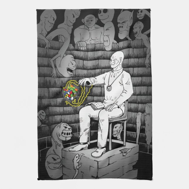 Dunkle Cube Magie Geschirrtuch (Vertikal)