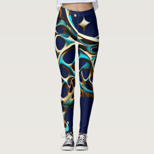 Dunkle Cyan- und Gold-Arabeske-Leggings Leggings