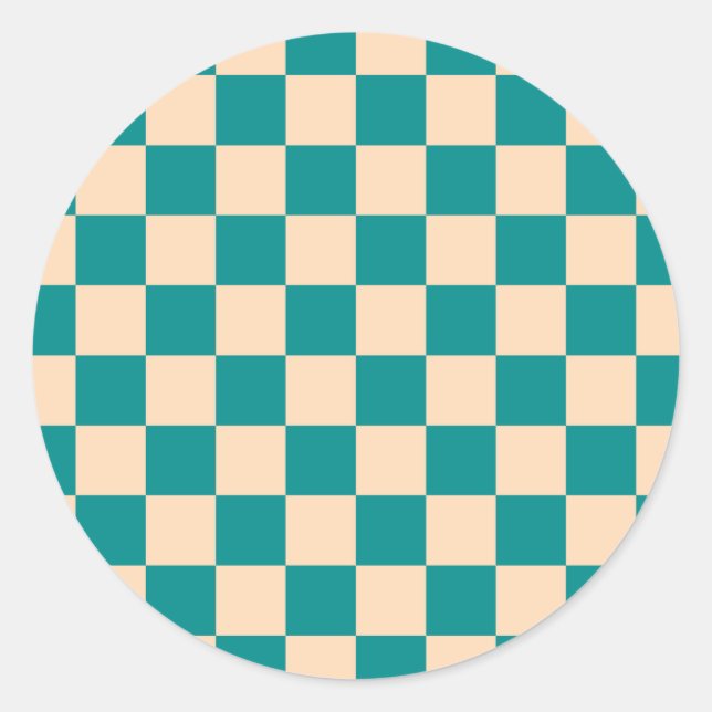 Dunkle Cyan- und Soft Peach-Karton Runder Aufkleber (Vorderseite)