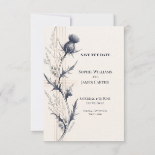 Dunkle Distel Schottische Hochzeit Save The Date