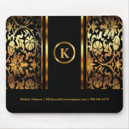 Dunkle Dunkle Gold- und schwarze Blütenmatte Mousepad