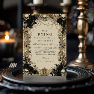 Dunkle Elegance Skull und Rose Halloween Celebrati Einladung