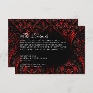 Dunkle Elegant Rot & Schwarz Gothic Damask Hochzei Begleitkarte