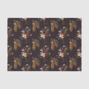 Dunkle elegante Vintage-Pferd-Blumen Seidenpapier