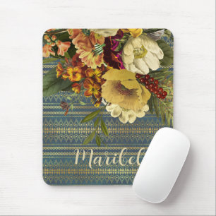Dunkle Eleganz Florale Personalisierung Mousepad
