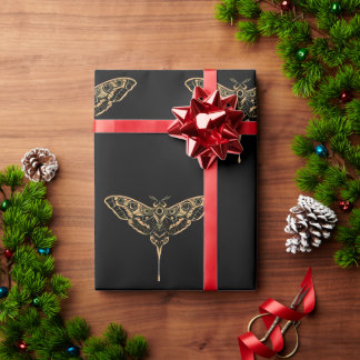 Dunkle Eleganz-Noir & Gold Geschenkpapier