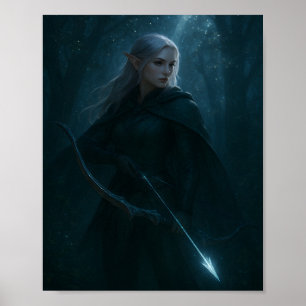 Dunkle Elfenbogenschütze Fantasy Art – Mystischer  Poster