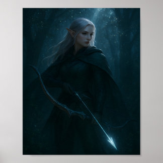 Dunkle Elfenbogenschütze Fantasy Art – Mystischer Poster