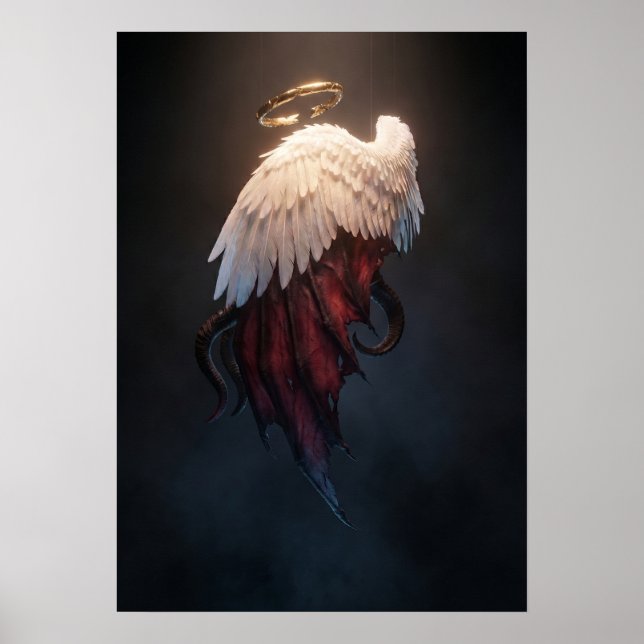 Dunkle Engelsflügel Wandkunst – Himmlisch & Gefall Poster (Vorne)