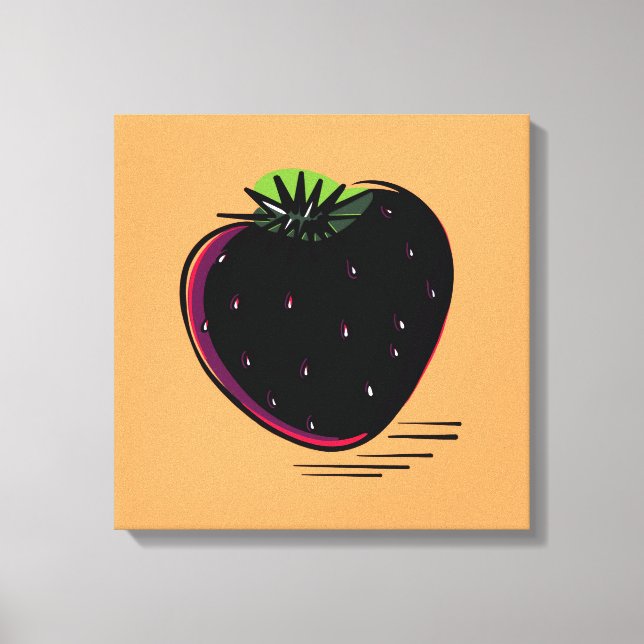 Dunkle Erdbeere – Minimale Grafik Kunst  Leinwanddruck (Vorderseite)