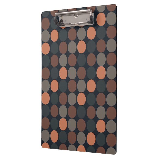 Dunkle Erde Geometrisches Kreis-Punkte-Design  Klemmbrett (Links)