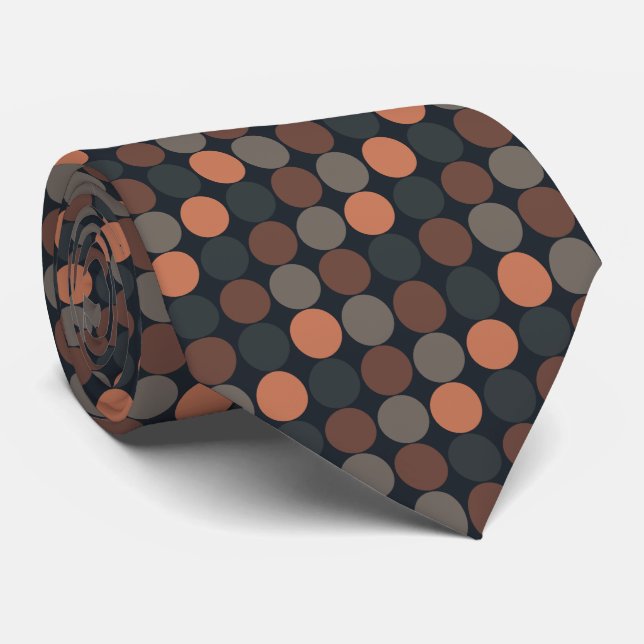 Dunkle Erde Geometrisches Kreis-Punkte-Design  Krawatte (Gerollt)