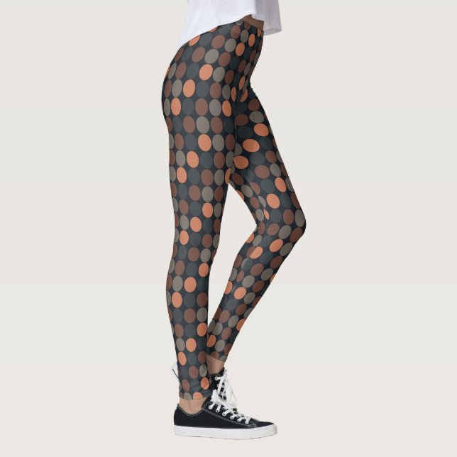 Dunkle Erde Geometrisches Kreis-Punkte-Design  Leggings (Rechts)
