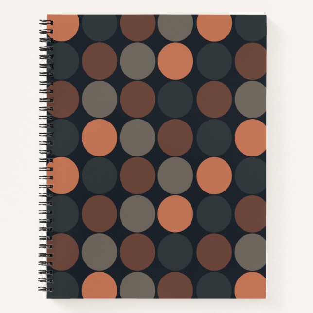 Dunkle Erde Geometrisches Kreis-Punkte-Design  Notizbuch (Vorderseite)