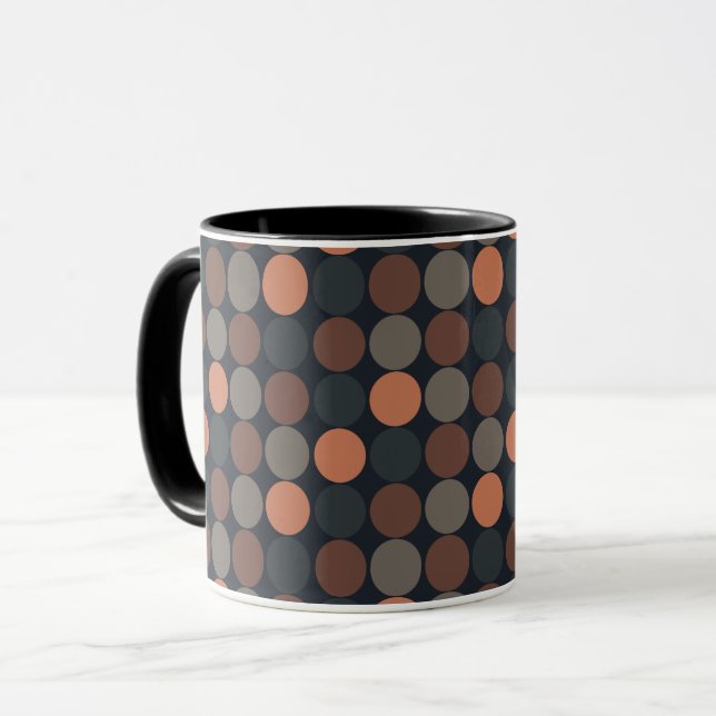 Dunkle Erde Geometrisches Kreis-Punkte-Design  Tasse (Vorderseite Links)
