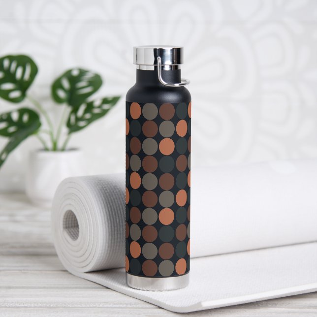 Dunkle Erde Geometrisches Kreis-Punkte-Design  Trinkflasche (Yoga)
