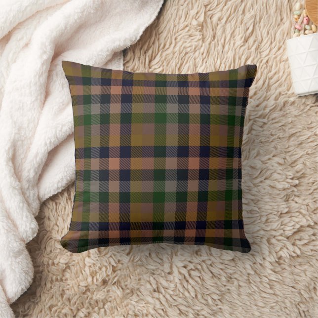 Dunkle Erde Gingham Karo Karomuster  Kissen (Decke)