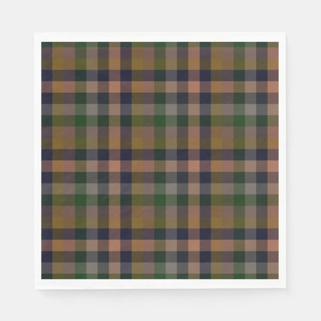 Dunkle Erde Gingham Karo Karomuster  Serviette (Vorderseite)