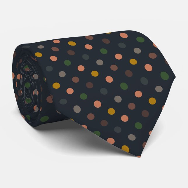 Dunkle Erde Ton Wald Polka Punkte Design Krawatte (Gerollt)