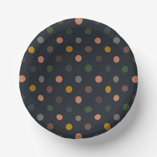 Dunkle Erde Ton Wald Polka Punkte Design Pappteller