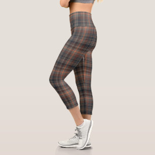 Dunkle Erde Wald Plaid Tartan Capri Leggings