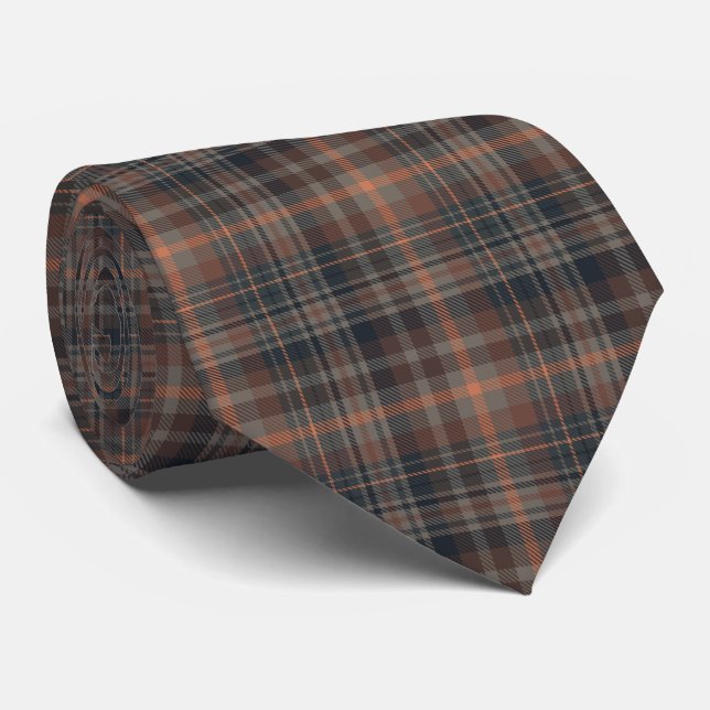 Dunkle Erde Wald Plaid Tartan   Krawatte (Gerollt)