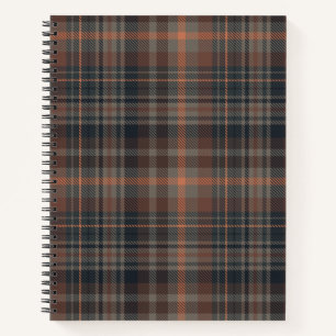 Dunkle Erde Wald Plaid Tartan   Notizbuch