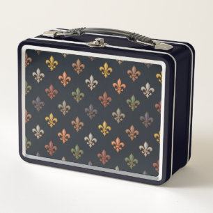 Dunkle Erde Waldlandschaft Fleur-de-lis Design Metall Brotdose