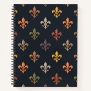 Dunkle Erde Waldlandschaft Fleur-de-lis Design Notizbuch