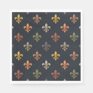 Dunkle Erde Waldlandschaft Fleur-de-lis Design Serviette