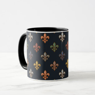 Dunkle Erde Waldlandschaft Fleur-de-lis-Design Tasse
