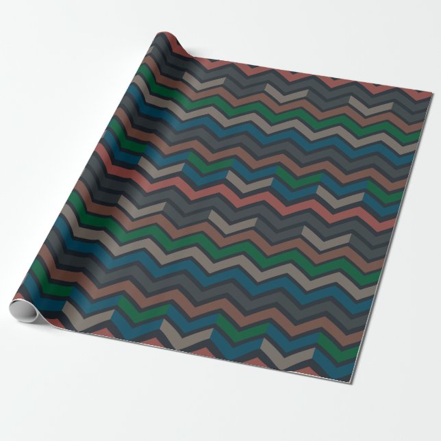 Dunkle Erde Waldlandschaft Zickzack-Chevron  Geschenkpapier (Ungerollt)