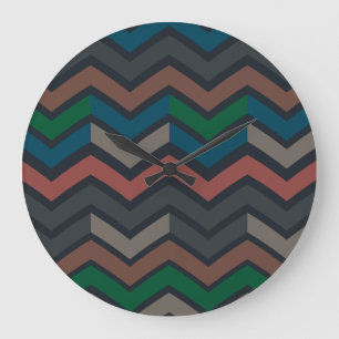 Dunkle Erde Waldlandschaft Zickzack-Chevron  Große Wanduhr