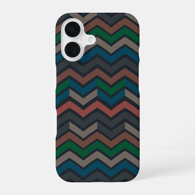 Dunkle Erde Waldlandschaft Zickzack-Chevron  iPhone 16 Hülle (Rückseite)