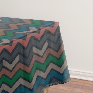 Dunkle Erde Waldlandschaft Zickzack-Chevron Tischdecke