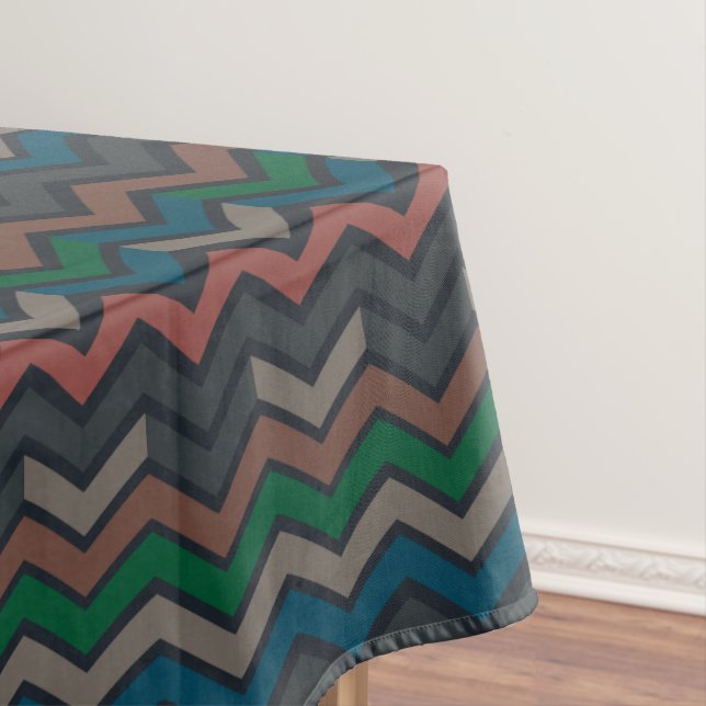 Dunkle Erde Waldlandschaft Zickzack-Chevron  Tischdecke (Beispiel)