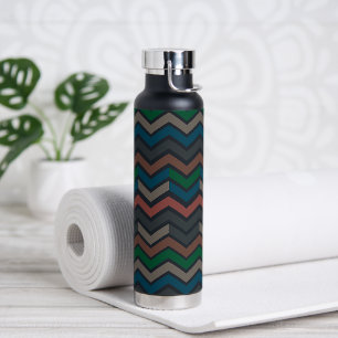 Dunkle Erde Waldlandschaft Zickzack-Chevron Trinkflasche