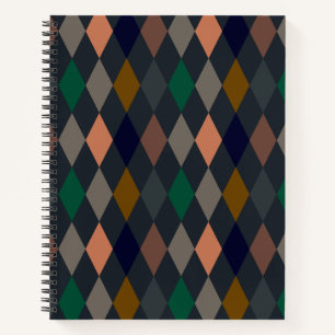Dunkle Erden Waldlandschaft Harlekin Diamanten Notizbuch
