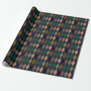Dunkle Erden-Waldlandschaften Harlekin-Diamanten Geschenkpapier