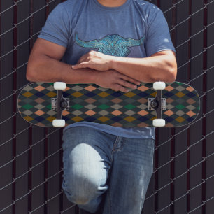 Dunkle Erden-Waldlandschaften Harlekin-Diamanten Skateboard