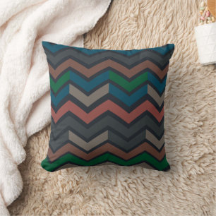 Dunkle Erdene Waldlandschaft Zickzack-Chevron  Kissen