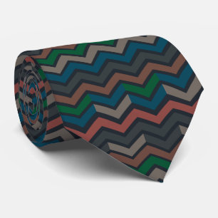 Dunkle Erdene Waldlandschaft Zickzack-Chevron Krawatte