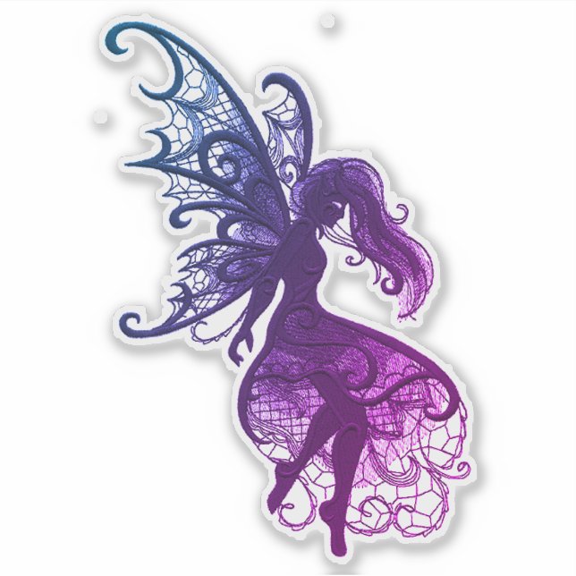 Dunkle Fairy Flower Hair Laptop Cutout Vinyl Aufkleber (Vorderseite)
