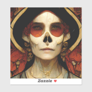 Dunkle Fantasie Gothic Skull Frau 2 Aufkleber