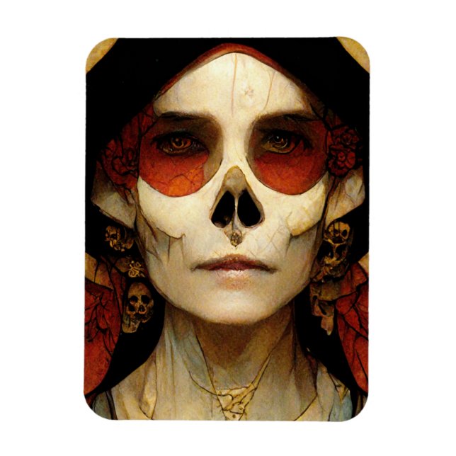 Dunkle Fantasie Gothic Skull Frau 2 Magnet (Vertikal)